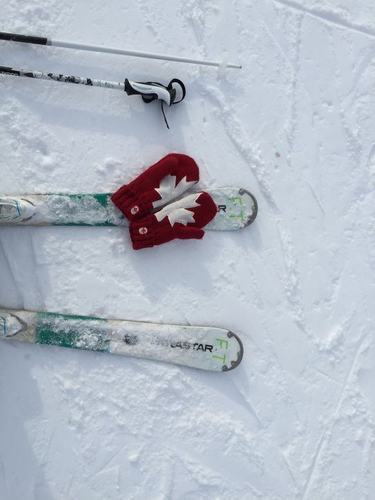 Rękawice narciarskie w śniegu